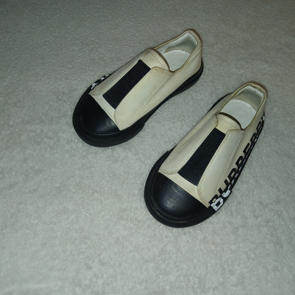 Burberry Black and Cream Kids Sneakers
